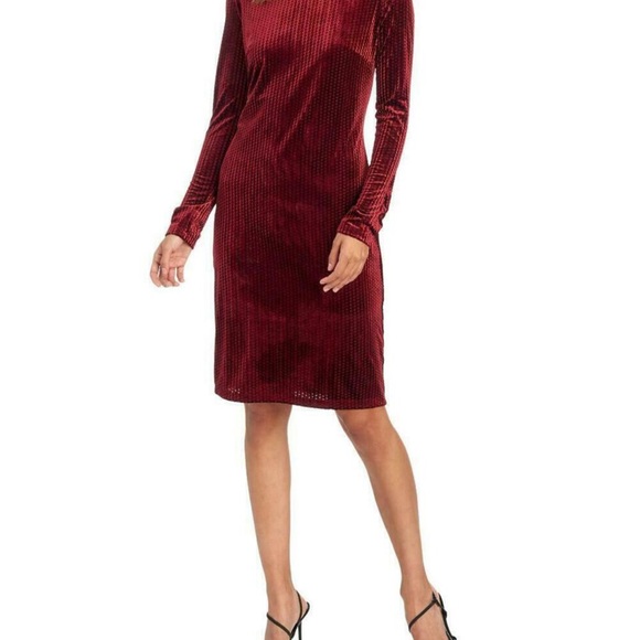 NWT Tahari Elegant Red Velvet Dress - Picture 1 of 12